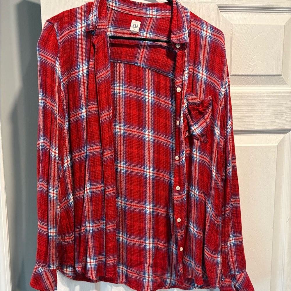 GAP Red Plaid Shirt with Blue and White Accents